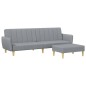 vidaXL Schlafsofa 2-Sitzer mit Fußhocker Hellgrau Stoff vidaXL Schlafsofa 2-Sitzer mit Fußhocker Hellgrau Stoff