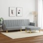 vidaXL Schlafsofa 2-Sitzer mit Fußhocker Hellgrau Stoff vidaXL Schlafsofa 2-Sitzer mit Fußhocker Hellgrau Stoff