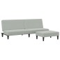 vidaXL Schlafsofa 2-Sitzer mit Fußhocker Hellgrau Samt vidaXL Schlafsofa 2-Sitzer mit Fußhocker Hellgrau Samt