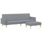 vidaXL Schlafsofa 2-Sitzer mit Fußhocker Hellgrau Stoff vidaXL Schlafsofa 2-Sitzer mit Fußhocker Hellgrau Stoff