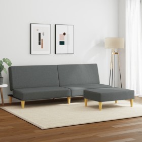 vidaXL Schlafsofa 2-Sitzer mit Fußhocker Dunkelgrau Stoff