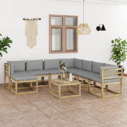 9-tlg. Garten-Lounge-Set mit Kissen Imprägniertes Kiefernholz