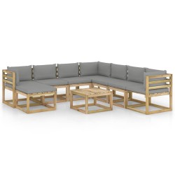 9-tlg. Garten-Lounge-Set mit Kissen Imprägniertes Kiefernholz