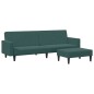 vidaXL Schlafsofa 2-Sitzer mit Fußhocker Dunkelgrün Samt vidaXL Schlafsofa 2-Sitzer mit Fußhocker Dunkelgrün Samt