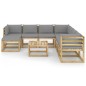 9-tlg. Garten-Lounge-Set mit Kissen Imprägniertes Kiefernholz 9-tlg. Garten-Lounge-Set mit Kissen Imprägniertes Kiefernholz