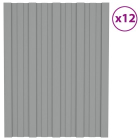 vidaXL Dachpaneele 12 Stk. Verzinkter Stahl Grau 60x45 cm