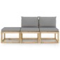 3-tlg. Garten-Lounge-Set mit Grauen Kissen 3-tlg. Garten-Lounge-Set mit Grauen Kissen
