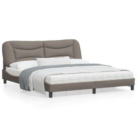vidaXL Bettgestell mit Kopfteil Taupe 180x200 cm Stoff