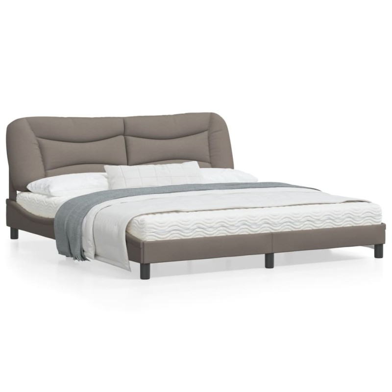 vidaXL Bettgestell mit Kopfteil Taupe 180x200 cm Stoff vidaXL Bettgestell mit Kopfteil Taupe 180x200 cm Stoff