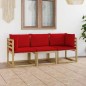 3-Sitzer-Gartensofa mit Roten Kissen 3-Sitzer-Gartensofa mit Roten Kissen