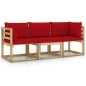 3-Sitzer-Gartensofa mit Roten Kissen 3-Sitzer-Gartensofa mit Roten Kissen