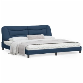 vidaXL Bettgestell mit Kopfteil Blau 200x200 cm Stoff