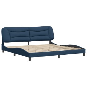 vidaXL Bettgestell mit Kopfteil Blau 200x200 cm Stoff