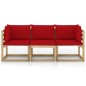 3-Sitzer-Gartensofa mit Roten Kissen 3-Sitzer-Gartensofa mit Roten Kissen