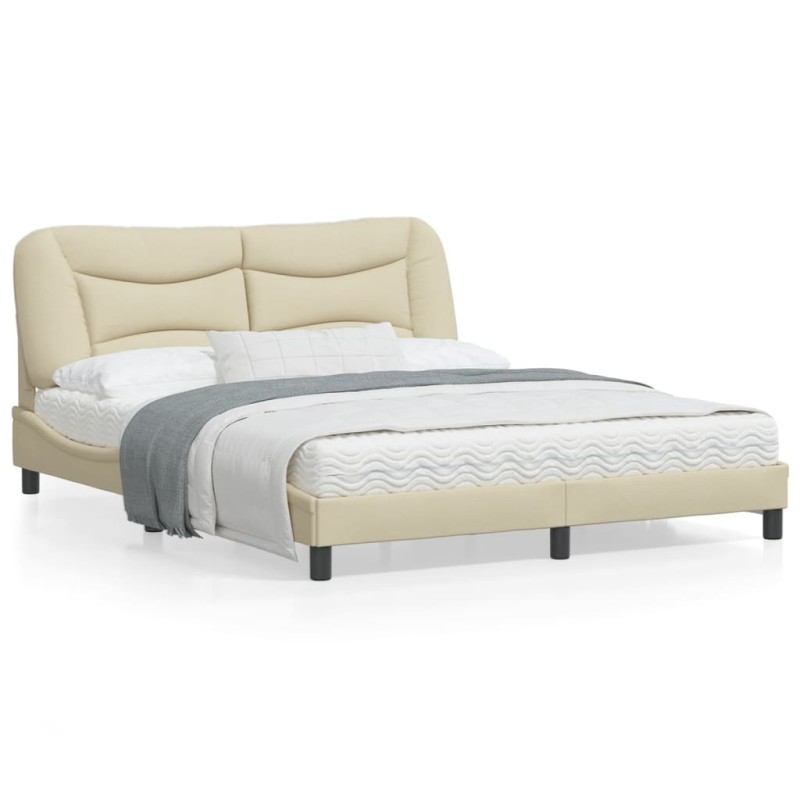 vidaXL Bettgestell mit Kopfteil Creme 160x200 cm Stoff vidaXL Bettgestell mit Kopfteil Creme 160x200 cm Stoff