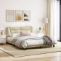vidaXL Bettgestell mit Kopfteil Creme 160x200 cm Stoff vidaXL Bettgestell mit Kopfteil Creme 160x200 cm Stoff