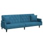 vidaXL Schlafsofa 2-Sitzer mit Kissen und Fußhocker Blau Samt vidaXL Schlafsofa 2-Sitzer mit Kissen und Fußhocker Blau Samt