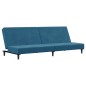 vidaXL Schlafsofa 2-Sitzer mit Fußhocker Blau Samt vidaXL Schlafsofa 2-Sitzer mit Fußhocker Blau Samt