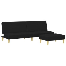 vidaXL Schlafsofa 2-Sitzer mit Fußhocker Schwarz Stoff