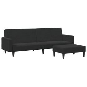 vidaXL Schlafsofa 2-Sitzer mit Fußhocker Schwarz Samt