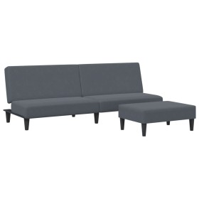 vidaXL Schlafsofa 2-Sitzer mit Fußhocker Dunkelgrau Samt