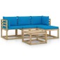 5-tlg. Garten-Lounge-Set mit Hellblauen Kissen 5-tlg. Garten-Lounge-Set mit Hellblauen Kissen