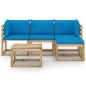 5-tlg. Garten-Lounge-Set mit Hellblauen Kissen 5-tlg. Garten-Lounge-Set mit Hellblauen Kissen