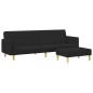 vidaXL Schlafsofa 2-Sitzer mit Fußhocker Schwarz Stoff vidaXL Schlafsofa 2-Sitzer mit Fußhocker Schwarz Stoff