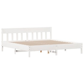 vidaXL Massivholzbett mit Kopfteil Weiß 200x200 cm Kiefer