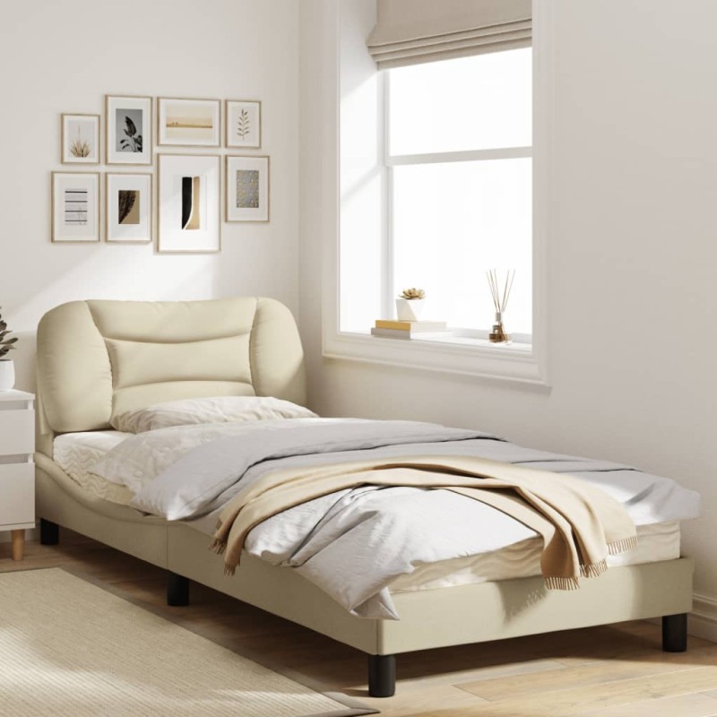 vidaXL Bettgestell mit Kopfteil Creme 80x200 cm Stoff vidaXL Bettgestell mit Kopfteil Creme 80x200 cm Stoff
