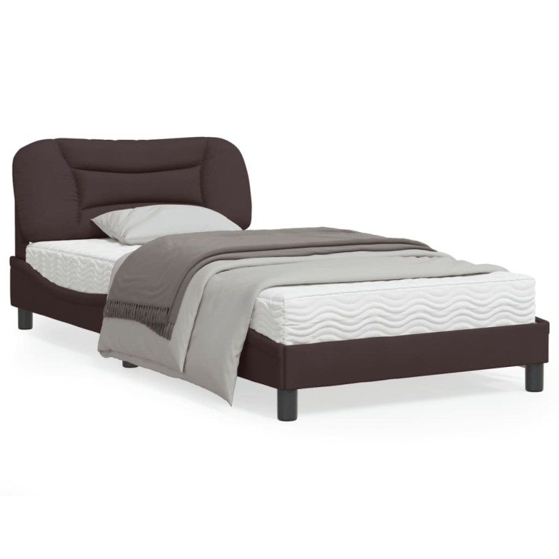 vidaXL Bettgestell mit Kopfteil Dunkelbraun 100x200 cm Stoff vidaXL Bettgestell mit Kopfteil Dunkelbraun 100x200 cm Stoff