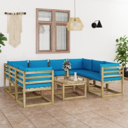 9-tlg. Garten-Lounge-Set mit Kissen Imprägniertes Kiefernholz
