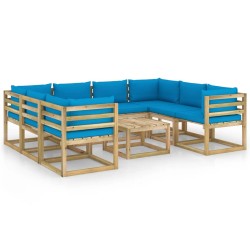 9-tlg. Garten-Lounge-Set mit Kissen Imprägniertes Kiefernholz