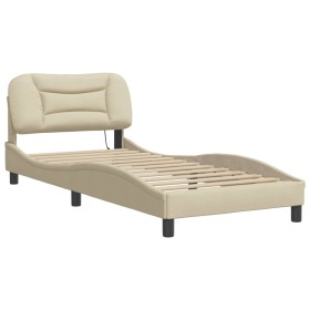 vidaXL Bettgestell mit Kopfteil Creme 90x190 cm Stoff