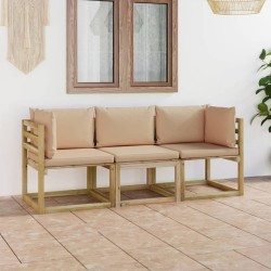 3-Sitzer-Gartensofa mit Beige Kissen