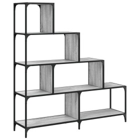 vidaXL Bücherregal 4 Etagen Grau Sonoma 139x33,5x149 cm Holzwerkstoff