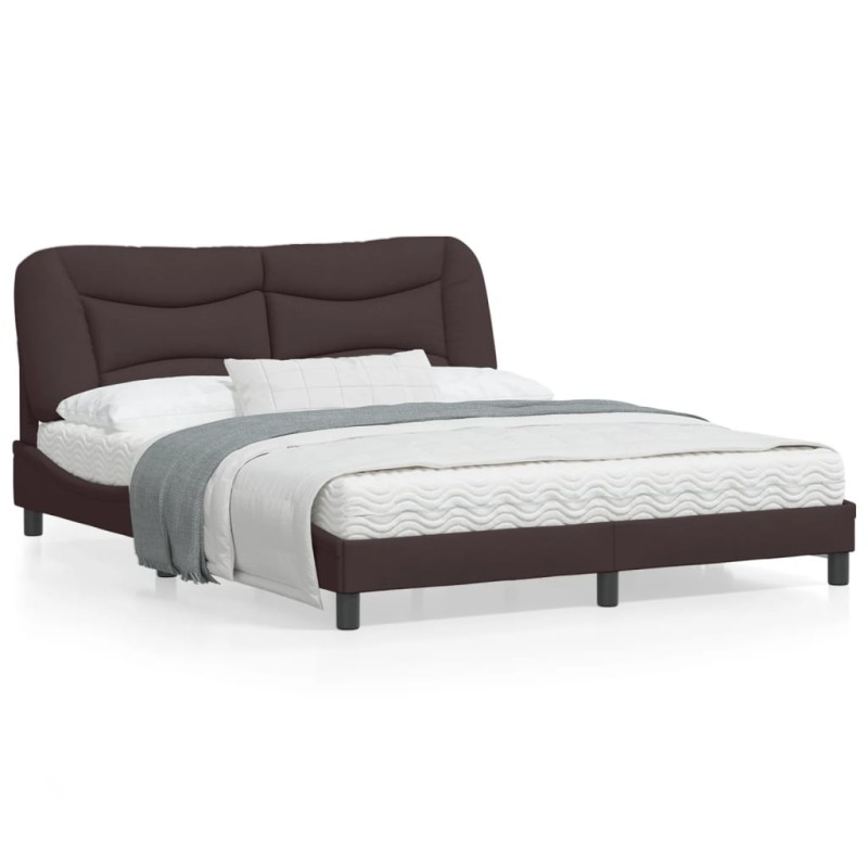 vidaXL Bettgestell mit Kopfteil Dunkelbraun 160x200 cm Stoff vidaXL Bettgestell mit Kopfteil Dunkelbraun 160x200 cm Stoff
