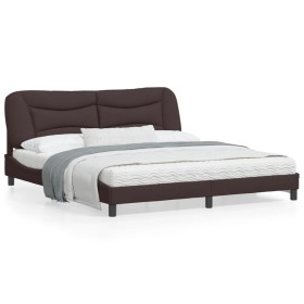 vidaXL Bettgestell mit Kopfteil Dunkelbraun 180x200 cm Stoff