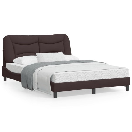 vidaXL Bettgestell mit Kopfteil Dunkelbraun 140x200 cm Stoff