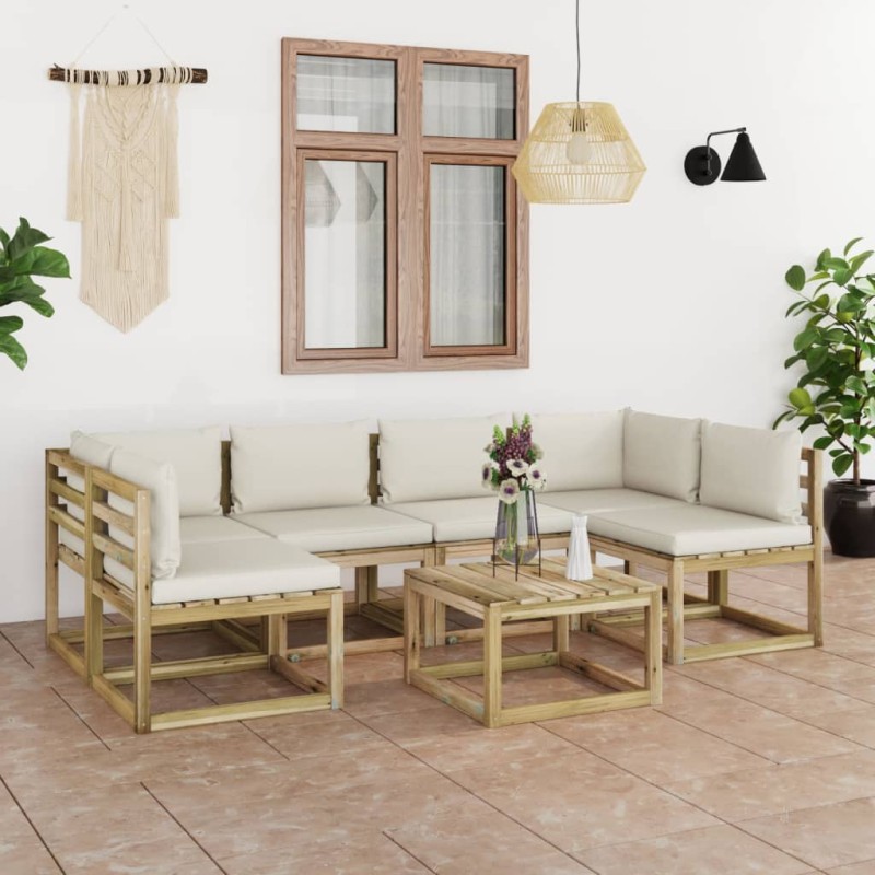 7-tlg. Garten-Lounge-Set mit Kissen Imprägniertes Kiefernholz 7-tlg. Garten-Lounge-Set mit Kissen Imprägniertes Kiefernholz