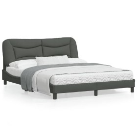 vidaXL Bettgestell mit Kopfteil Dunkelgrau 160x200 cm Stoff