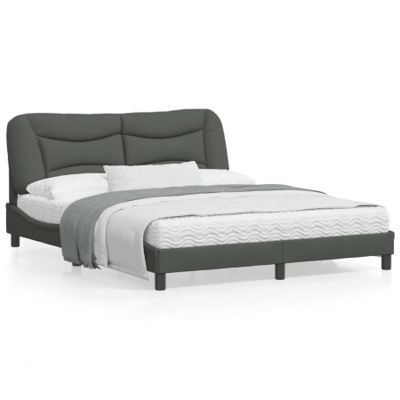 vidaXL Bettgestell mit Kopfteil Dunkelgrau 160x200 cm Stoff