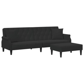 vidaXL Schlafsofa 2-Sitzer mit Kissen und Fußhocker Schwarz Samt