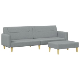 vidaXL Schlafsofa 2-Sitzer mit Fußhocker Hellgrau Stoff