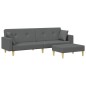 vidaXL Schlafsofa 2-Sitzer mit Fußhocker Dunkelgrau Stoff vidaXL Schlafsofa 2-Sitzer mit Fußhocker Dunkelgrau Stoff