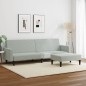 vidaXL Schlafsofa 2-Sitzer mit Fußhocker Hellgrau Samt vidaXL Schlafsofa 2-Sitzer mit Fußhocker Hellgrau Samt
