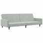 vidaXL Schlafsofa 2-Sitzer mit Fußhocker Hellgrau Samt vidaXL Schlafsofa 2-Sitzer mit Fußhocker Hellgrau Samt