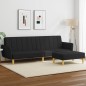 vidaXL Schlafsofa 2-Sitzer mit Fußhocker Schwarz Stoff vidaXL Schlafsofa 2-Sitzer mit Fußhocker Schwarz Stoff
