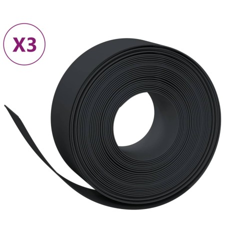 vidaXL Rasenkanten 3 Stk. Schwarz 10 m 20 cm Polyethylen