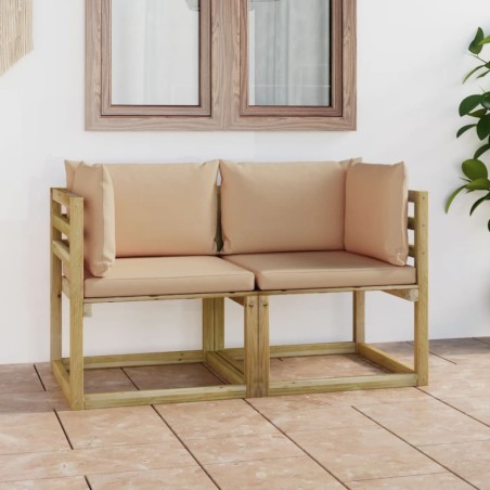 vidaXL Garten-Ecksofas & Kissen in Grün 2 Stk. Kiefernholz
